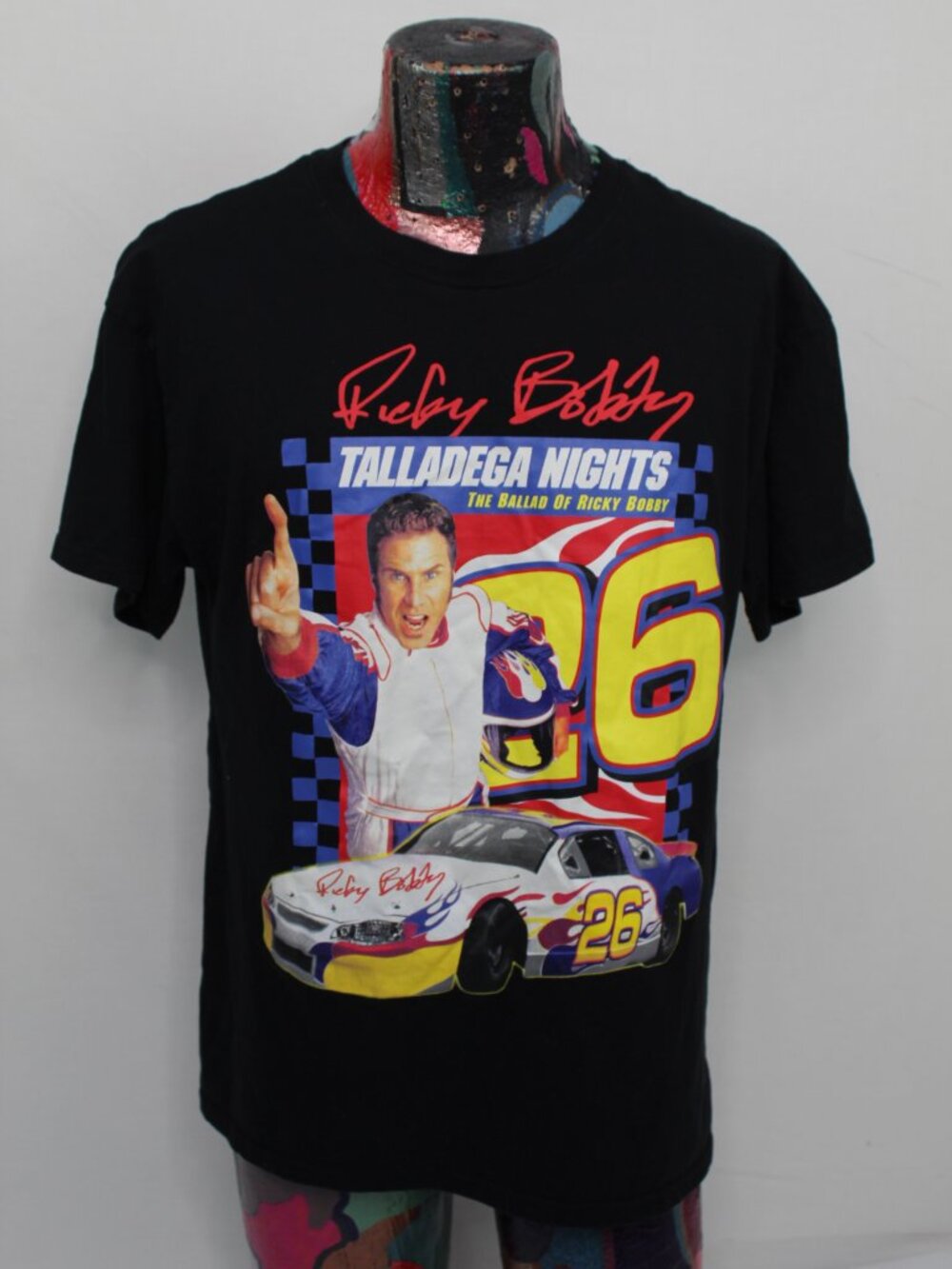 Talladega Nights Ricky Bobby 26 Movie Tshirt Black Large NASCAR Graphic